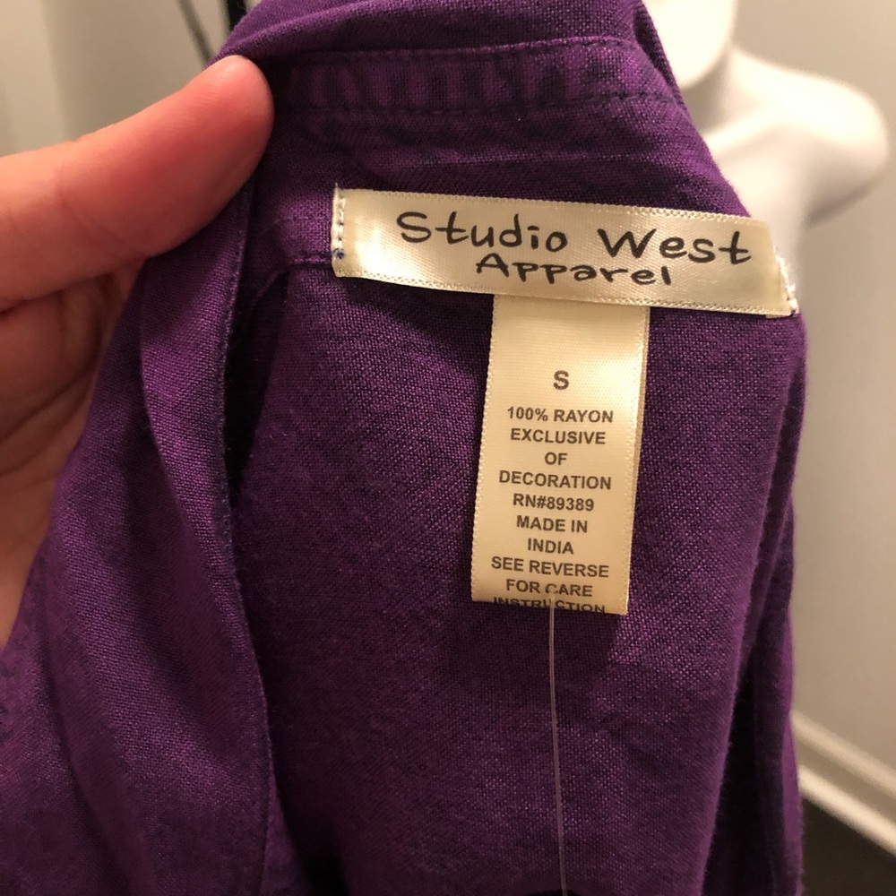 Studio West Apparel Eggplant Button Up Shirt - Picture 6 of 8